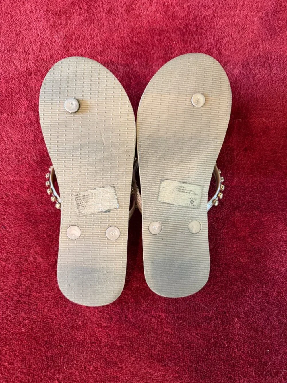 Shade & Shores Woman’s COPPER/MARY Jeweled Sandals, Shoes, Flip Flops Size 8